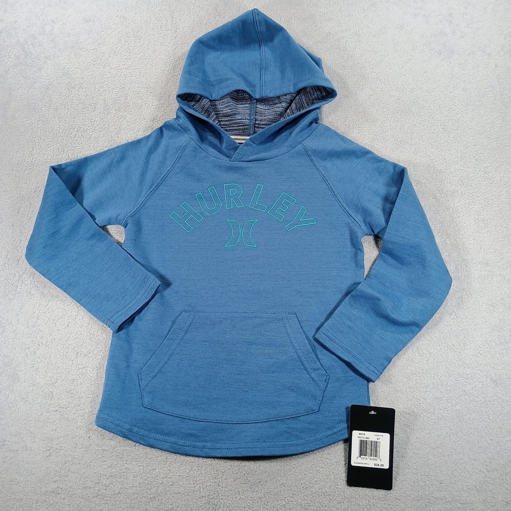 Hurley Boys Graphic Pullover Hoodie Blue 4T Logo Sweatshirt